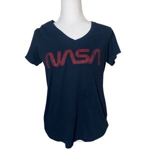 NASA Logo Graphic Short Sleeve Tee Navy and Red Size Medium